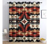 Luxfieo Southwestern Blackout Curtains for Living Room Bedroom - 90 Inch Drop Curtains 66x90, Rustic Aztec Native American Patterned Window Treatments, Thermal Eyelet Drapes 2 Panels E#28