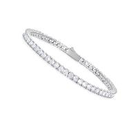 Luxfine 3mm Tennis Bracelet for Women & Men, 14K White Gold Plated Cuban Link, 5A+ Cubic Zirconia Prong-setting Iced Out Hip Hop Jewelry Hypoallergenic, Birthday Christmas Couple Gift (With Box