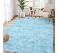 LuxFocus 120x170 cm Modern Solid Rug Living Room, Washable Area Rug for Bedroom, Solid-colour Design with Texture, Non-Slip Low-Pile Carpet for Nursery Office Dining Room, Blue