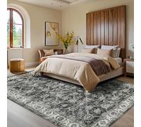LuxFocus 160x230cm Vintage Distressed Rug, Oriental Carpet for Living Room, Non-Slip Washable Area Rug, Low-Pile Traditional Carpets for Bedroom Nursery Dining Room, Grey