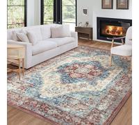 LuxFocus 200 x 290 cm Area Rugs, Machine Washable Large Rugs for Living Room, Area Rug with Non-Slip Backing, Stain Resistant Vintage Rug for Bedroom, Large Area Rugs for Home Decor Rust