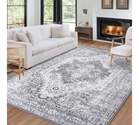 LuxFocus 200 x 290 cm Area Rugs, Machine Washable Large Rugs for Living Room, Area Rug with Non-Slip Backing, Stain Resistant Vintage Rug for Bedroom, Large Area Rugs for Home Decor Grey