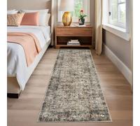 LuxFocus 60x230cm Washable Runner Rugs for Hallway, Non-Slip Kitchen Rug, Low Pile Vintage Distressed Carpet Runners, Oriental Carpet Indoor Carpets for Bathroom Entrance, Brown