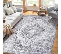 LuxFocus Area Rug 120 x 170 cm, Washable Bedroom Rug, Soft Oriental Distressed Accent Rugs for Living Room Dining Room, Non-Slip Non-Shedding Low-Pile Entryway Rug Floor Carpet, Grey