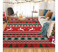 LuxFocus Area Rug Non-Slip Large Christmas Rugs for Living Room Bedroom Christmas Snowflake Elk Modern Microfiber Soft Carpet Machine Washable Floor Mat Home Decor 80 x 150 cm