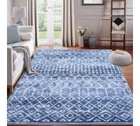 LuxFocus Boho Area Rug Stain Resistant Large Area Rug for Living Room 160x230 cm Machine Washable Carpet Geometric Area Rugs Non-Slip Floor Mat Blue