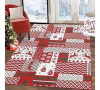 LuxFocus Boho Rug Christmas Area Rug Carpet for Living Room Non-Slip Christmas Decoration Floor Mat Indoor Rug Carpets for Kitchen Bedroom Xmaselements Patchwork Design 80x150 cm