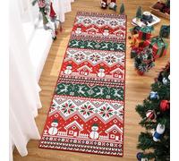 LuxFocus Christmas Area Rug Red Snowman Bedroom Living Room Runner Rug Soft Non Slip Washable Indoor Mat Holiday Decor Laundry Dining Room Floor Carpet 60x180 cm