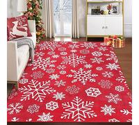 LuxFocus Christmas Large Rug 5x7 ft Area Rug for Living Room Bedroom Non-Slip Carpets Floor Mat Festival Home Decoration Ultra Soft Rugs Machine Washable Boho Rug Snowflakes Patterns 160 x 230 cm