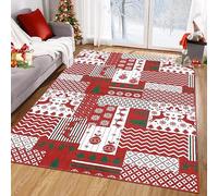 LuxFocus Christmas Rugs Carpet for Living Room Non-Slip Area Rug Floor Mat Christmas Home Decoration Rugs Machine Washable Boho Rug Carpets Patchwork Design 120x170 cm