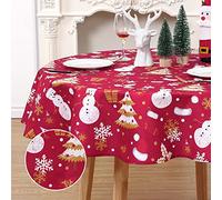 LuxFocus Christmas Table Cloth for Rectangle Tables - Indoor Outdoor Waterproof Snowman Decorative Cover for Party Dining Banquet Home - Green 54 x 70 Inch