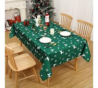 LuxFocus Christmas Tablecloth, 54 x 108 Inch Table Cloths Rectangular, Xmas Random Reindeer Table Cover Dining Table Cloth, Christmas Table Clothes for Winter and Holiday Table Decorations, Green