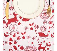 LuxFocus Christmas Tablecloth, 54 x 90 Inch Table Cloths Rectangular, Xmas Random Reindeer And Gift Table Cover, Christmas Table Clothes for Winter and Holiday Table Decorations, White