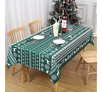 LuxFocus Christmas Tablecloth with Snowflake Snowman Waterproof Tablecover for Xmas Decoration Washable Wipeclean Table Cloth for Kitchen, Large Christmas Tablecloth Green, 54 x 108 inch Green