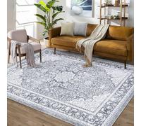 LuxFocus Classic Indoor Tradition Rug, Dirt-Repellent Non-Slip Washable Outdoor Rug Short Pile With Oriental Design Large Rug For Dining Room Bedroom Living Room Kitchen 160 X 230 cm Retro Grau