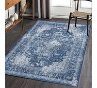 LuxFocus Classic Vintage Tradition Rug, Non-Slip Dirt-Repellent Washable Outdoor Rug Short Pile With Oriental Design Large Rug For Bedroom Living Room Dining Room Kitchen 160 X 230 cm Retro Blue