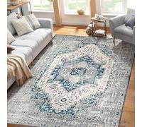 LuxFocus Classic Vintage Tradition Rug, Non-Slip Stain Resistant Washable Interior Rug, Low Pile Oriental Design, Bedroom Living Room Dining Room Kitchen, 160 X 230cm Blue Grey