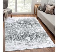 LuxFocus Gradient Retro 120 x 170 cm Rectangle Grey Oriental Snowflake Medallion Distressed Non-Shedding Living Room Bedroom Dining Home Office Area Rug