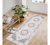 LuxFocus Hallway Runner Rug, Vintage Soft Laundry Rug Runner, Non Slip Entryway Mat Washable Farmhouse Kitchen Area Carpet for Bathroom Bedroom,Pink 60x230cm