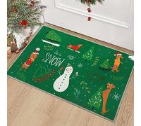 LuxFocus Holiday Christmas Door Mat - Non-Slip Absorbing Welcome Mat, Flax Like, Green, 40x60cm