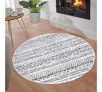 LuxFocus In & Outdoor Non-Slip Area Rug, Round Low Pile Machine Washable Water and Stain Resistant Carpet for Living Room Bedroom Dining Room Home Office 120cm Grey
