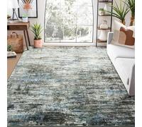 LuxFocus Large Area Rug,Short Pile Machine Washable Modern Abstract Rugs for Bedroom Stain Resistant Indoor Floor Rectangle Carpet for Home Decor Blue Grey 200 x 290 Cm