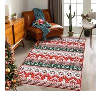 LuxFocus Large Boho Christmas Area Rug, Machine Washable Christmas Tree Elk Snowflake Area Rug for Living Room Bedroom Kitchen Dinning Room 140x200 cm