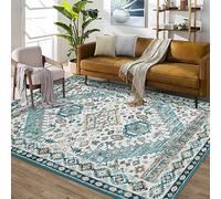LuxFocus Large Greenish Machine Washable Living Room Rug - Short Pile, 240 x 340 cm, Non-Slip Underside, Suitable for Bedroom & Dining Room