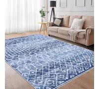 LuxFocus Machine Washable Area Rug Boho Area Rug Non-Slip Short Pile Carpet for Living Room Bedroom Modern Geometric Rugs Floor Mat 120x170 cm Blue