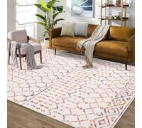 LuxFocus Machine Washable Area Rug Boho Area Rug Non-Slip Short Pile Carpet for Living Room Bedroom Modern Geometric Rugs Floor Mat 120x170 cm Multicolour