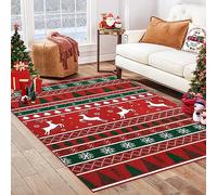 LuxFocus Machine Washable Christmas Rug, Boho Non Slip Backing Living Room Area Rug Water & Stain Resistant Christmas Decor Rug Floor Cover Geometric Accent Rug 120x170 cm