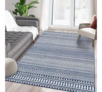 LuxFocus Machine Washable Rug, In & Outdoor Water Resistant Vintage Area Rug Non-Slip Short Pile With Modern Design Carpet for Bedroom Living Room Dining Room Kitchen, 120 x 170 cm Navy Blue