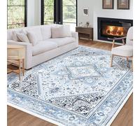 LuxFocus Machine Washable Tribal Area Rug, Soft Large Bedroom Rugs Dining Room Mat, Non-Slip Indoor Carpet for Living Room, Printed Non-Shed Office Rug for Apartment Proch Dorm,Blue 200x290cm