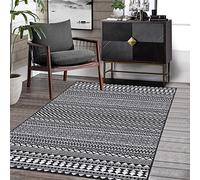 LuxFocus Modern Area Rug, Stain & Water Resistant Non-Shedding Boho Floral Area Rug for Home Office Bedroom Living Room Kitchen, Washable Carpet 160 x 200 cm, Black