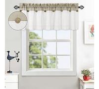 LuxFocus Patchwork Buttons Pattern Cafe Bathroom Half Window Curtains for Bedroom with Rod, W 52 x L 15 inch, Taupe