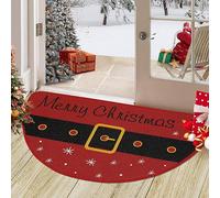 LuxFocus Red Xmas Semicircular Christmas Welcome Doormat, Winter Home Decor Low-Profile Switch Rug Door Mat Floor Mat for Indoor Outdoor 40x60cm