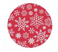 LuxFocus Round Area Rug 4 x 4 ft Merry Christmas Area Rug for Living Room Non-Slip Carpet Mat for Dining Dorm Bedroom Washable Floor Mats Snowflakes Pattern Soft Round Mat Red 120 x 120 cm