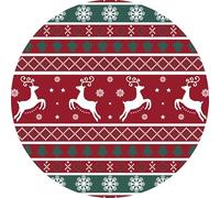 LuxFocus Round Area Rug Christmas Decorative Carpet, Non-Slip Merry Christmas Indoor Decorative Rug Red Entryway Snowflake Modern Rug 120 cm