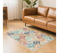 LuxFocus Small Area Rug 80x150cm for Entryway, Vintage Runner Rug for Bedroom, Non Slip Washable Door Mat, Foldable Indoor Carpet for Kitchen, Orange
