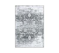 LuxFocus Small Collection Area Rug Snowflake Medallion Distressed Design, Non-Shedding & Easy Care, Ideal for High Traffic Areas in Living Room, Bedroom, Grey 80 x 150 cm