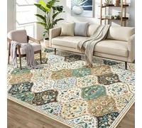 LuxFocus Small Rug for Bedroom 80x150 cm Vintage Floral Non Slip Beige | Washable Boho Area Rug for Living Room Dining Room Office, Traditional Oriental Design Carpet, Low Pile Ultra-Thin