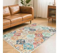 LuxFocus Small Rug for Bedroom 80x150 cm Vintage Floral Non Slip Orange | Washable Boho Area Rug for Living Room Dining Room Office, Traditional Oriental Design Carpet, Low Pile Ultra-Thin
