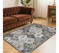 LuxFocus Small Rug for Bedroom 80x150 cm Vintage Non Slip Grey Brown | Washable Boho Area Rug for Living Room Dining Room Office, Traditional Oriental Design Carpet, Low Pile Ultra-Thin