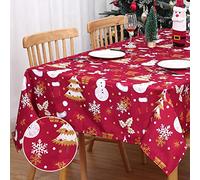 LuxFocus Tablecloth for Rectangle Tables Waterproof Stain Resistant Table Cloth Christmas Decorative Table Cover Snowman Table Mat for Gift Party Dining Banquet Green 54 x 79 Inch