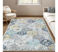 LuxFocus Washable Boho Rug Living Room 120x170 cm Non Slip Blue Yellow