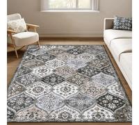 LuxFocus Washable Boho Rug Living Room 120x170 cm Non Slip Grey Brown