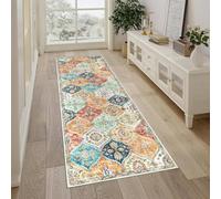 LuxFocus Washable Hallway Runner 60x230 cm Vintage Floral Non Slip Orange