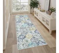 LuxFocus Washable Hallway Runner 60x230 cm Vintage Non Slip Blue Yellow