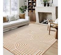 LuxFocus Washable Living Room Rug 200 x 290 cm, Modern Neutral Large Bedroom Rugs, Stain Resistant Soft Rug for Dining Room, Office, Orange