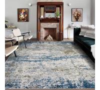 LuxFocus Washable Rug 120 x 170 cm Abstract Machine Washable Rugs for Living Room Non Slip Water Resistant Modern Carpet for Bedroom Dining Room Office Kitchen Multi Blue Rug